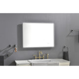 ZUN 32x24 Inch LED Backlit Bathroom Mirror with Metal Frame, Wall Mounted Vanity Mirror with Smart Touch 93611282