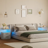 Nightstand with LED Lights, Adjustable Light Colors, Bedside Table, Side Table with 2 Drawers,Grey W2178P252969