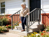 Silver Outdoor 2-Step Iron Handrail 70856353