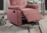 Luxurious Velvet Blush Pink Color Motion Recliner Chair 1pc Couch Manual Motion Plush Armrest Tufted B011P163886