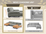 U-Shaped Convertible Sectional Sofa with 2 Short Chaise Lounges, 4-Seater Modular Chenille Fabric 14447518