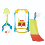 ZUN 5 in 1 Slide and Swing Playing Set, Toddler Extra-Long Slide with 2 Basketball Hoops, Football, W2181139398