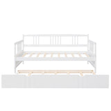 Twin Size Daybed Wood Bed with Twin Size Trundle,White WF295030AAK