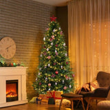 7.5 FT Artificial Christmas Tree with DIY 400 Warm White LED Lights, Hinged Xmas Pine Tree with Tree 94724856
