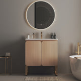 U093-Dalia30F-107 30" Freestanding & Wall Mounted Light Wood Bathroom Vanity with Ceramic Sink , W1865P207292