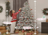 HOMCOM 7.5 ft Artificial Frosted Christmas Tree with Realistic Branches, Wide Full Spruce Holiday W2225P485592