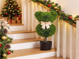 2 Pack Cute Bear Topiary Trees with Cement Weighted Pots Lifelike Green Faux Boxwood Decor for 12640559