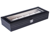 6 Compartments High-grade Leather Watch Collection Storage Box Black 57569750