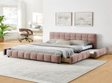 Queen Size Upholstered Bed ,comfortable upholstered bed frame, Chenille fabric, with headboard and W487P235284