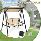 ZUN 2 Seater Porch Swing with Canopy, Khaki Patio Swing 29361562