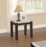Genuine Marble Top End Table Dark Cherry Finish Wood Frame Contemporary Living Room Furniture 1pc B011P175757
