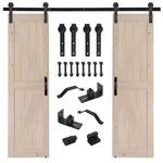 ZUN 48 in. x 84 in. Unfinished Sliding Double Barn Door with 8FT Barn Door Hardware Kit & Handle ,K 58868087