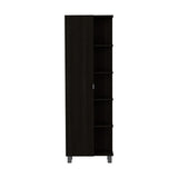 Urano Mirror Linen Cabinet, Four Interior Shelves, Five External Shelves -Black B07091988