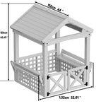 ZUN Outdoor Playhouse for Kids, Wooden Playhouse, Backyard Playhouse with bench and door W2992P246443