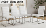 ZUN Set of 4 dining white dining chair set, PU material high backrest seats and sturdy leg W1151134525