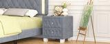 Elegant Velvet Nightstand with 2 Drawers and Crystal Handle, Storage Bedside Table with 63928278