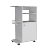 ZUN Clip Kitchen Cart, Single Door Cabinet, Four Casters -White B20092061