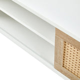 55.12" Rattan TV cabinet, double sliding doors for storage, adjustable shelf, solid wood legs, TV W1265115783
