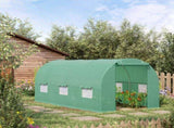 15' x 7' x 7' Walk-in Tunnel Hoop Greenhouse, Steel Frame with PE Cover & Roll-up Zipper Door 55194468