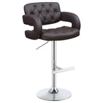 ZUN Brown and Chrome Adjustable Bar Stool B062P153486