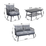 4-Piece Outdoor Patio Furniture Set, Metal Chairs with Woven Rope U-Shaped Backrest,Outdoor N780P209458G