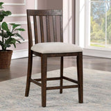 Set of 2pcs Counter Height Chair Dining Room Furniture Rustic Oak / Beige Fabric Cushion w/ Welt B011111839