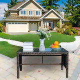 Outdoor patio Furniture 1 Coffee Table with clear tempered glass W20966895