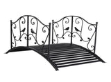 119*67*71cm Courtyard With Bird Pattern Arched Handrail Courtyard Iron Bridge Black 03333444