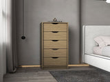Dresser 42"H, 5 Drawers , Slim Storage Chest of Drawers, Natural Oak B097P350317