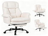 5-Level Flip-Up Armrest Ergonomic Office Chair with Retractable Footrest, Teddy Fleece Reclining 50465203