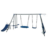 XNS052 grey and blue interesting six function swingset with net swing metal plastic safe swing set W1711142347