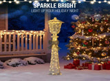 5FT Lighted Lamp Post with Bowknot Christmas Decorations, Pre-lit Holiday Decor with 110 Warm White 66775810