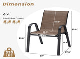 Stackable Outdoor Dining Chairs Set of 4, Textilene Patio Chairs with Powder-Coated Metal Frame, T3623P505166
