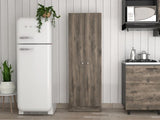 Buxton Rectangle 2-Door Storage Tall Cabinet Dark Brown and Black Wengue B06280491