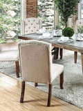 Contemporary Ivory Fabric 2pcs Side Chairs Bold Sturdy Design Rustic Oak Solidwood Tufted Back B011P200228