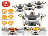 4 Pack Round Chafing Dish Buffet Set,Stainless Steel 4.76QT Round Buffet Servers and Warmers, Thick 57843550