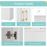 Bathroom Storage Cabinet, Cabinet with Two Doors and Drawers, Adjustable Three-layer Open N725P186645W