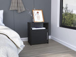 ZUN Nordico Nightstand , End Table, Side Table One Shelf, Single Door Cabinet, Metal Handle -Black B20091970