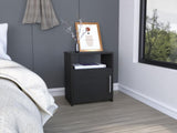 ZUN Nordico Nightstand , End Table, Side Table One Shelf, Single Door Cabinet, Metal Handle -Black B07091970