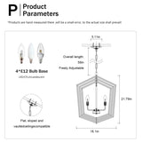 4-Light Farmhouse Chandeliers, Matte Black and Sliver Matte Black Vintage Cage Light Fixture W1592P230610