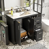 36'' Bathroom Vanity with Ceramic Sink Combo, Solid Wood Frame Bathroom Storage Cabinet, N710P243327B