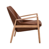 U-Can PU Leather Accent, Mid-Century Modern Armchair with Solid Wood Frame, Reading Leisure N724P256555D