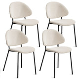 Set of 4 Upholstered Boucle Fabric Dining Chairs Mid-Century Modern Dining Chairs with Curved W3010P291310