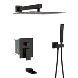 Shower System with Waterfall Tub Spout,12 Inch Wall Mounted Square Shower System with Rough-in W124381902