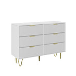 ZUN Modern white 6 Drawers for Bedroom,small size Wooden drawers with Gold Handles, Chest Dresser with W1706P189829