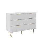 ZUN Modern white 6 Drawers for Bedroom,small size Wooden drawers with Gold Handles, Chest Dresser with W1706P189829