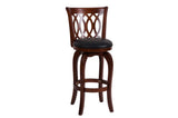 Comfortable Swivel Pub Height Chair 1pc Design Back Dark Cherry Finish Faux Leather Upholstery Solid B011P238917