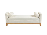 54.3"W Elegant Upholstered Bench, Ottoman with Wood Legs & 2 Bolster Pillows for End of Bed, W3188P410646