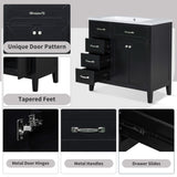 36" Bathroom Vanity without Sink, Cabinet Base Only, Bathroom Cabinet with Drawers, Solid Frame and WF296707AAB