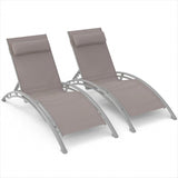 ZUN Outdoor Chaise Lounge Set of 2 Patio Recliner Chairs with Adjustable Backrest and Removable Pillow W1859109832